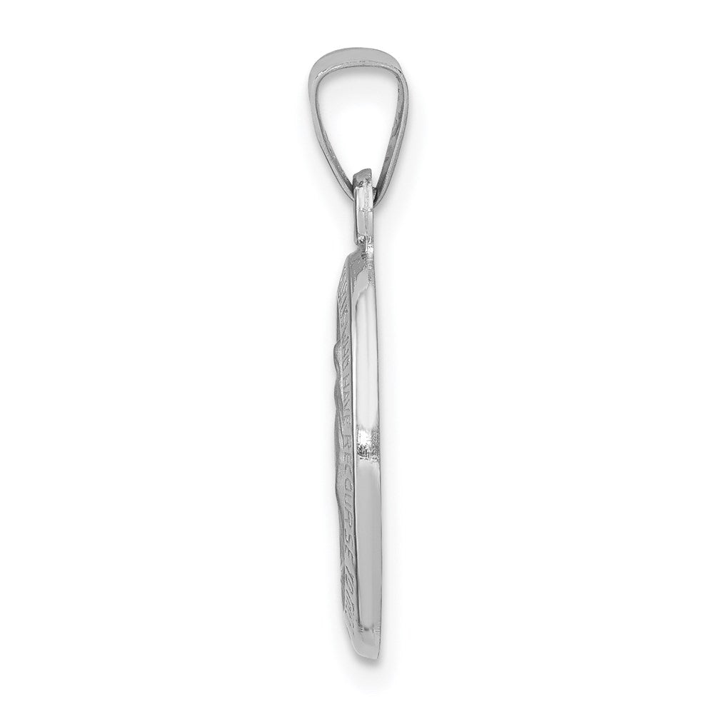 Alternate view of the 14k White Gold Hollow Oval Miraculous Medal Pendant, 11 x 22mm by The Black Bow Jewelry Co.