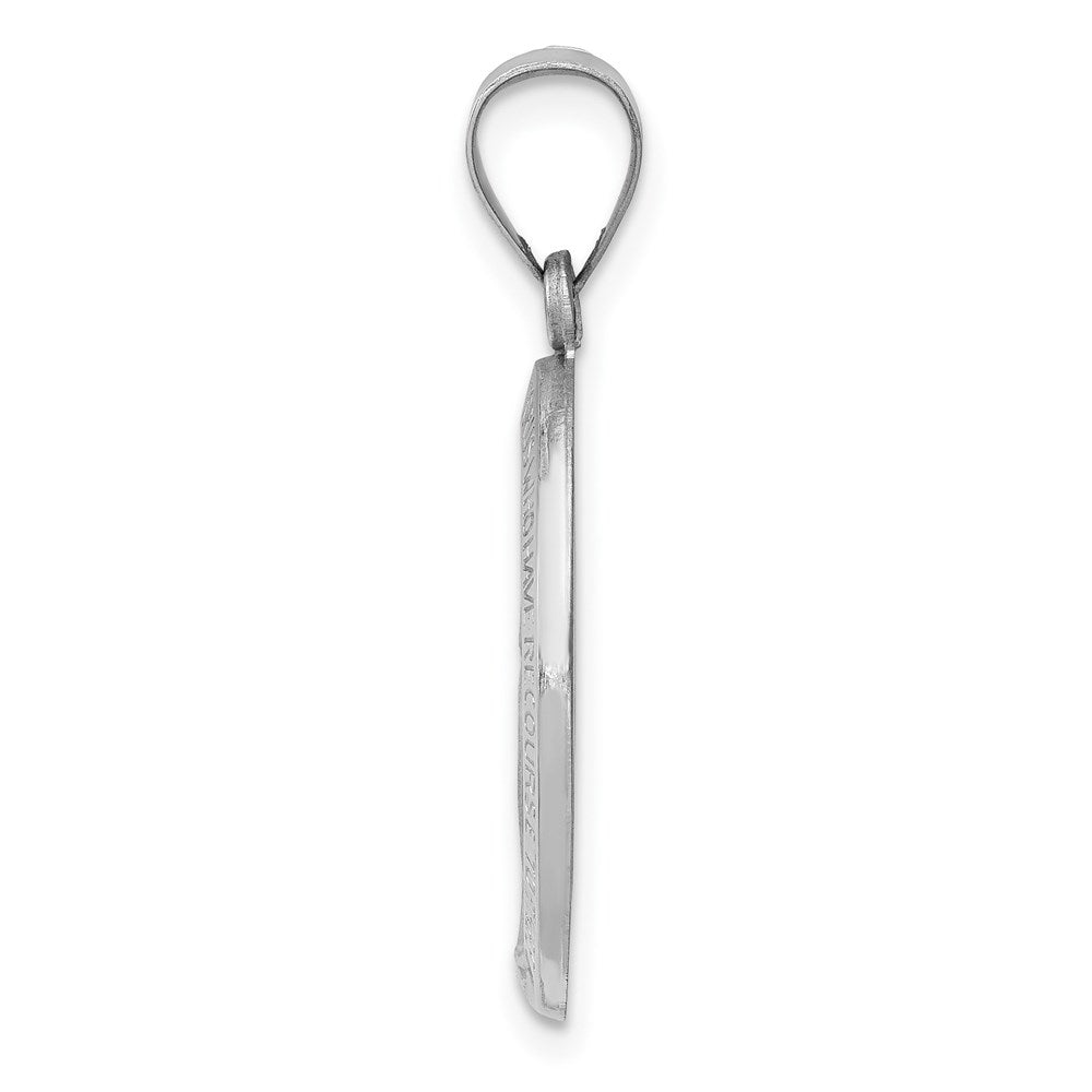 Alternate view of the 14k White Gold Hollow Oval Miraculous Medal Pendant by The Black Bow Jewelry Co.