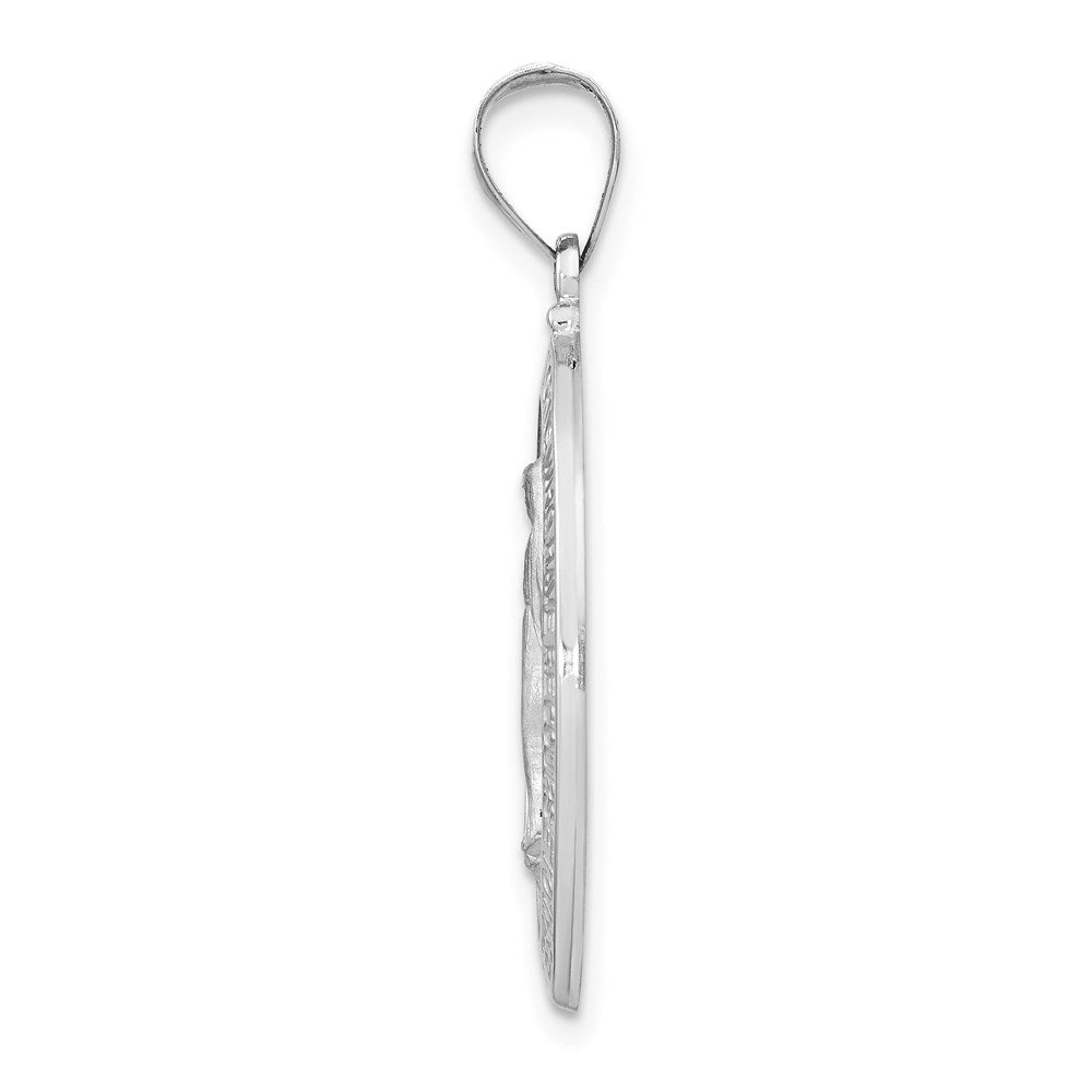 Alternate view of the 14k White Gold Hollow Oval Miraculous Medal Pendant, 15 x 32mm by The Black Bow Jewelry Co.
