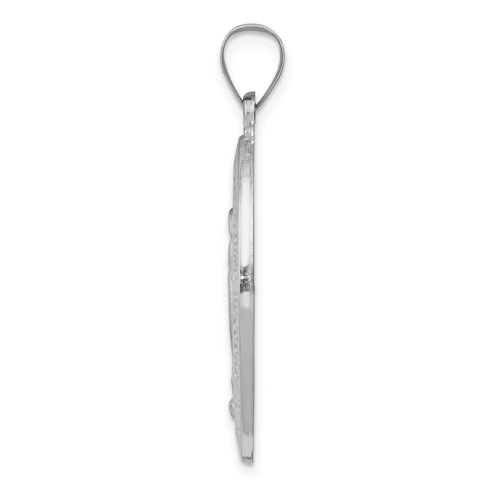 Alternate view of the 14k White Gold Hollow Oval Miraculous Medal Pendant, 17 x 34mm by The Black Bow Jewelry Co.