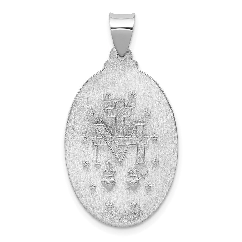Alternate view of the 14k White Gold Hollow Oval Miraculous Medal Pendant, 17 x 34mm by The Black Bow Jewelry Co.