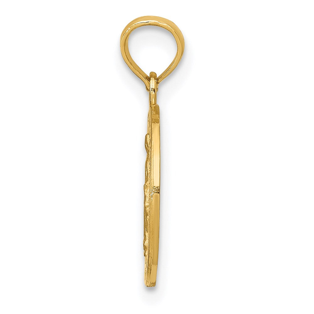 Alternate view of the 14k Yellow Gold, Round Miraculous Medal Pendant, 13mm (1/2 Inch) by The Black Bow Jewelry Co.