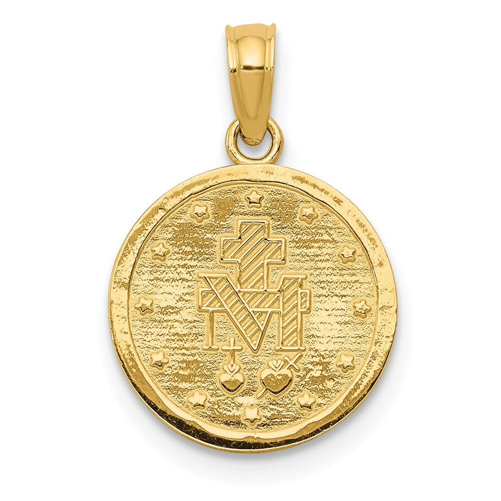 Alternate view of the 14k Yellow Gold, Round Miraculous Medal Pendant, 13mm (1/2 Inch) by The Black Bow Jewelry Co.