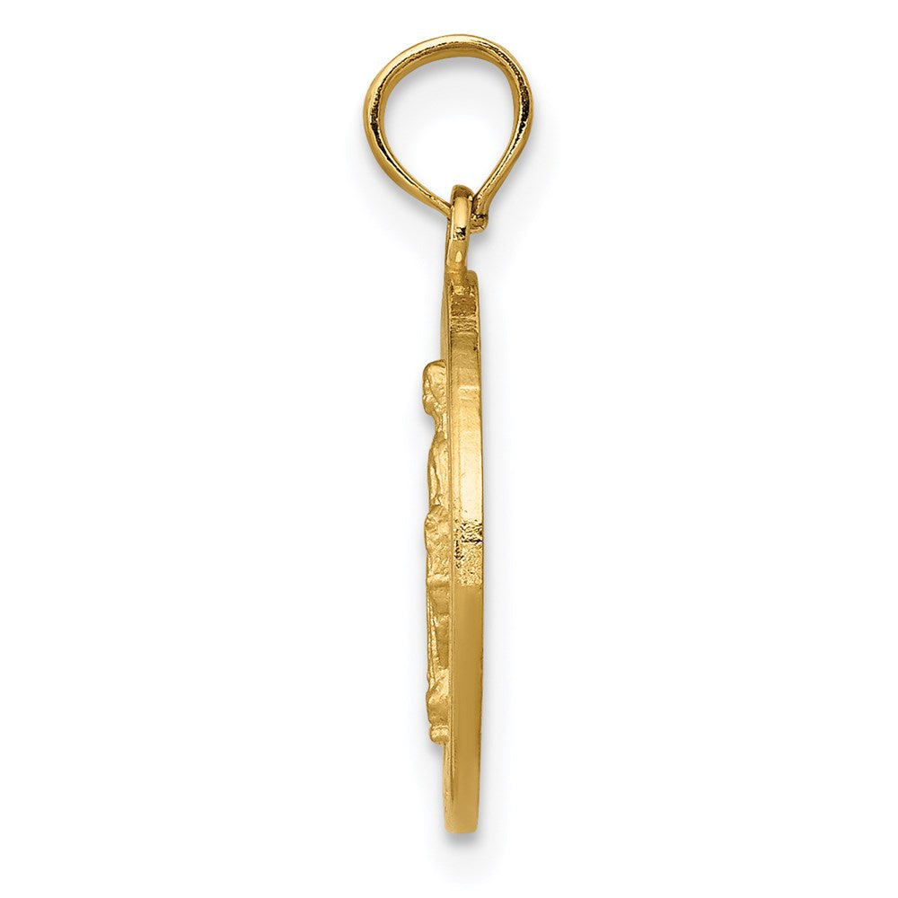 Alternate view of the 14k Yellow Gold, Round Miraculous Medal Pendant by The Black Bow Jewelry Co.