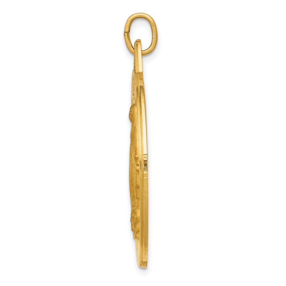 Alternate view of the 14k Yellow Gold Large Round Miraculous Medal Pendant by The Black Bow Jewelry Co.