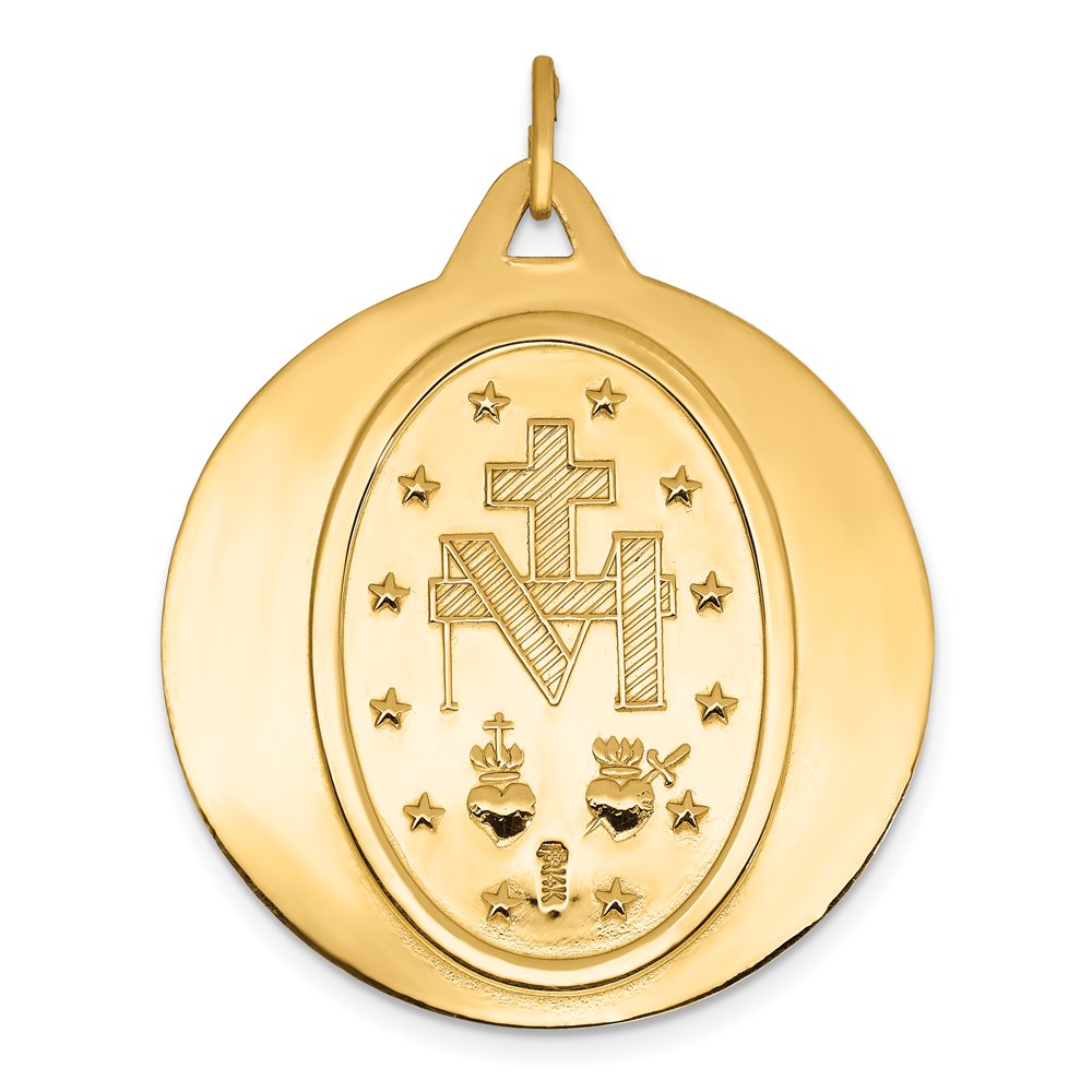 Alternate view of the 14k Yellow Gold Large Round Miraculous Medal Pendant by The Black Bow Jewelry Co.