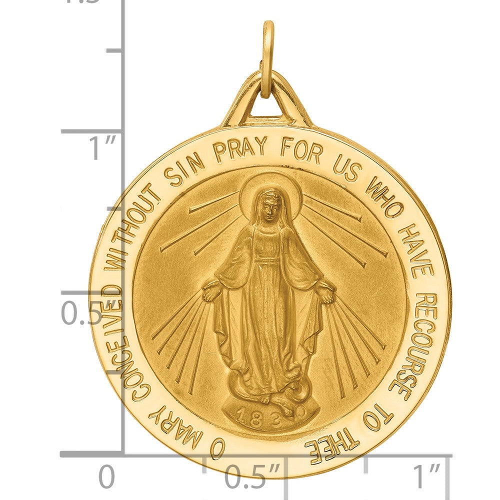 Alternate view of the 14k Yellow Gold Large Round Miraculous Medal Pendant by The Black Bow Jewelry Co.