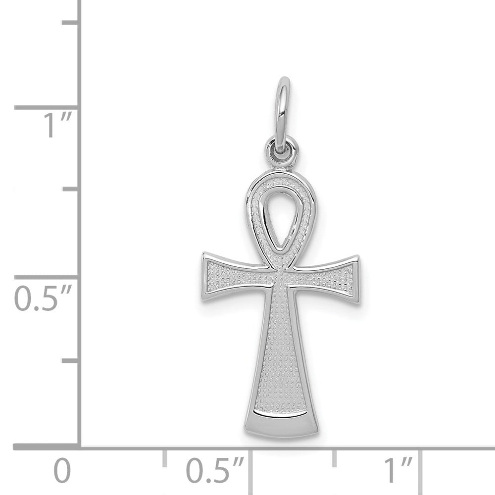 Alternate view of the 14k White Gold Textured Ankh Cross Pendant, 12 x 28mm by The Black Bow Jewelry Co.