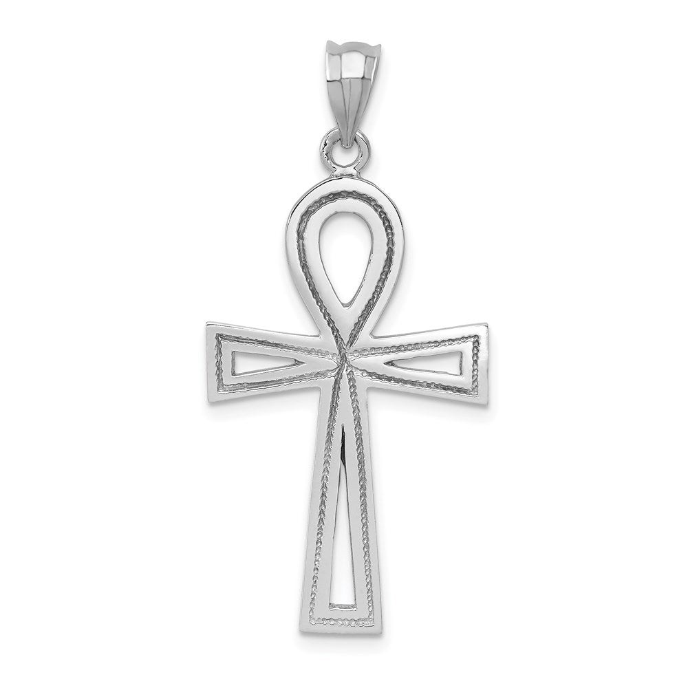 14k Yellow or White Gold Polished Ankh Cross Pendant, 19 x 39mm