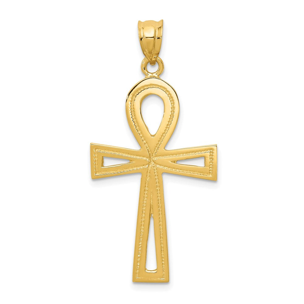 14k Yellow or White Gold Polished Ankh Cross Pendant, 19 x 39mm, Item P27612 by The Black Bow Jewelry Co.