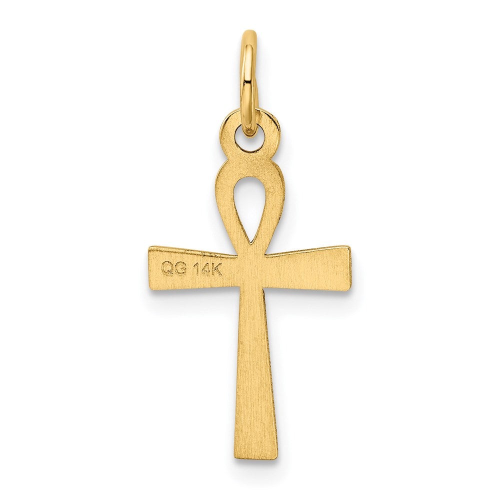 Alternate view of the 14k Yellow Gold Laser Designed Ankh Cross Pendant, 10 x 22mm by The Black Bow Jewelry Co.