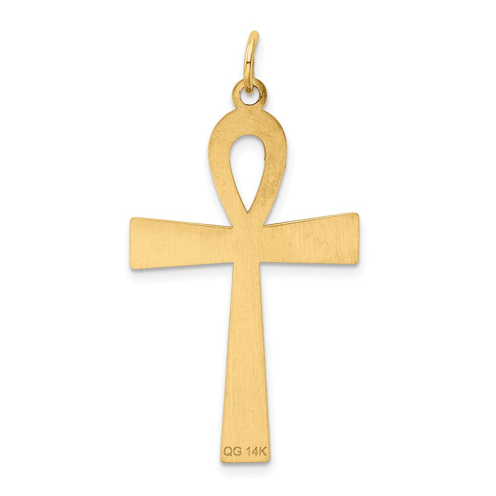 Alternate view of the 14k Yellow Gold Laser Designed Ankh Cross Pendant, 22 x 39mm by The Black Bow Jewelry Co.