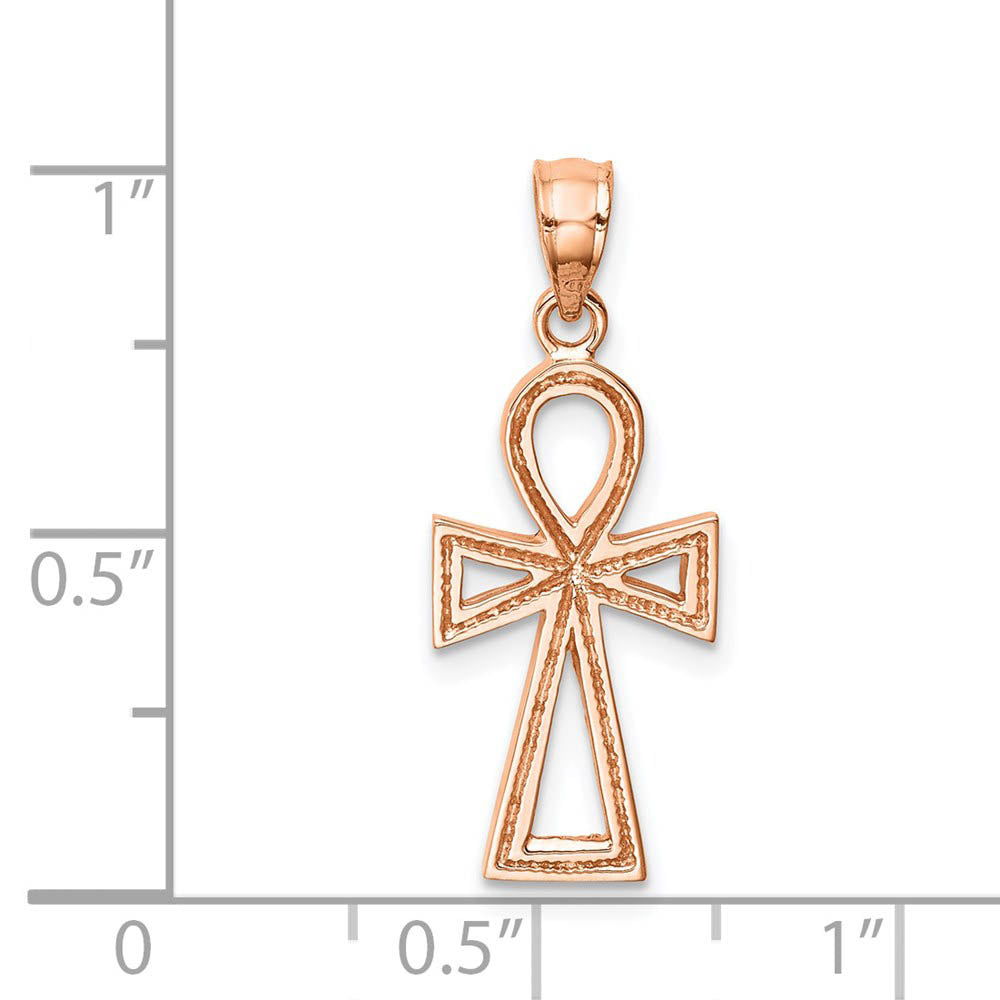 Alternate view of the 14k Rose Gold Small Ankh Cross Pendant, 10 x 26mm by The Black Bow Jewelry Co.