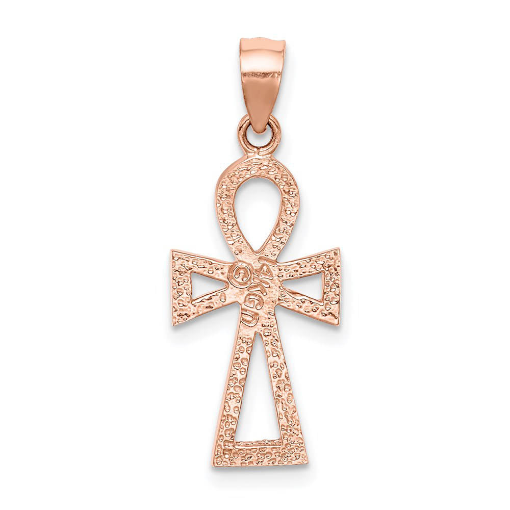 Alternate view of the 14k Rose Gold Small Ankh Cross Pendant, 10 x 26mm by The Black Bow Jewelry Co.