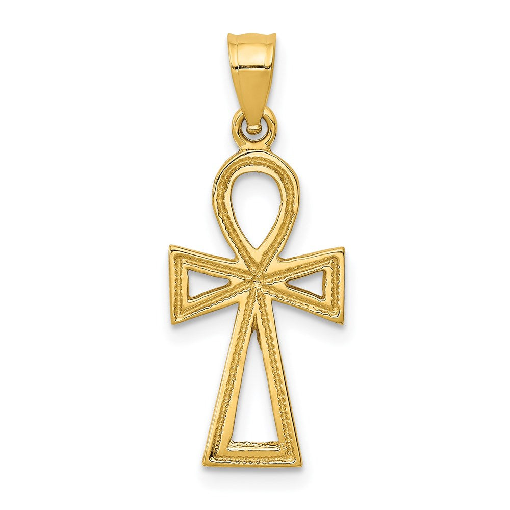 14k Yellow or Rose Gold Small Ankh Cross Pendant, 10 x 26mm