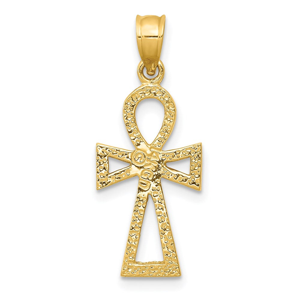 Alternate view of the 14k Yellow Gold Small Ankh Cross Pendant, 10 x 26mm by The Black Bow Jewelry Co.