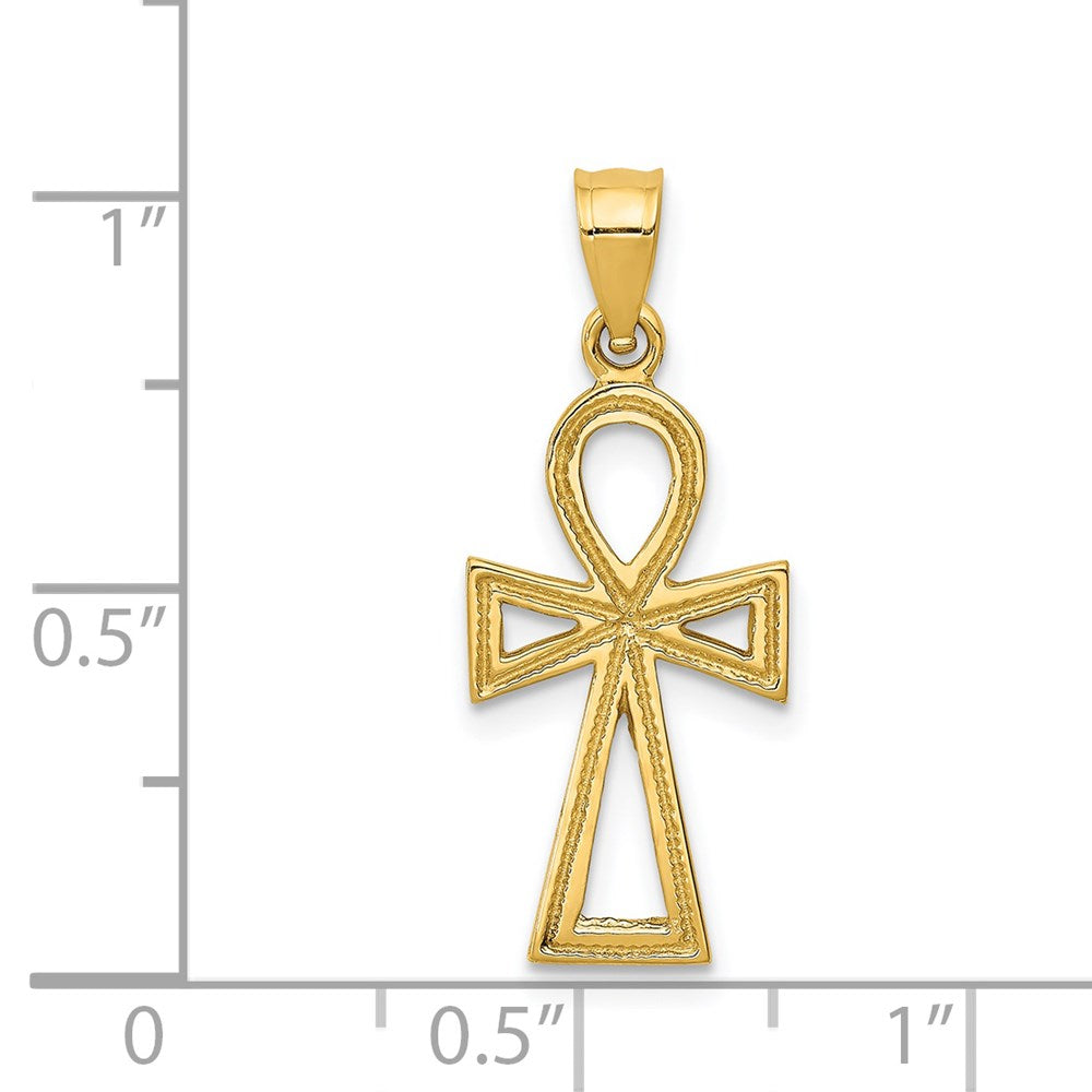 Alternate view of the 14k Yellow Gold Small Ankh Cross Pendant, 10 x 26mm by The Black Bow Jewelry Co.