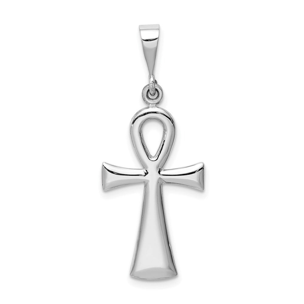14k White or Yellow Gold Reversible Ankh Cross Pendant, 14 x 35mm