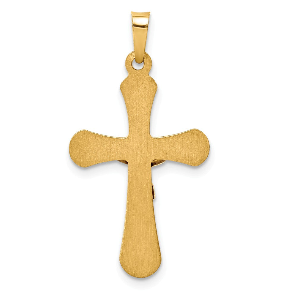 Alternate view of the 14k Two Tone Gold Hollow INRI Crucifix Rounded Cross Pendant by The Black Bow Jewelry Co.