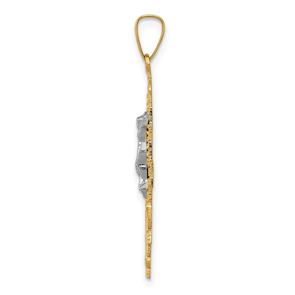 Alternate view of the 14k Two Tone Gold Caravaca Crucifix Cross Pendant, 16 x 35mm by The Black Bow Jewelry Co.