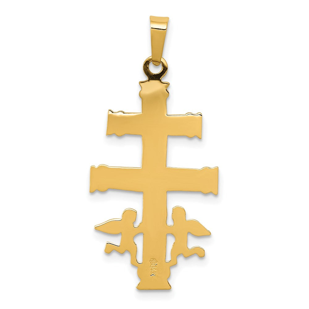 Alternate view of the 14k Two Tone Gold Caravaca Crucifix Cross Pendant, 16 x 35mm by The Black Bow Jewelry Co.
