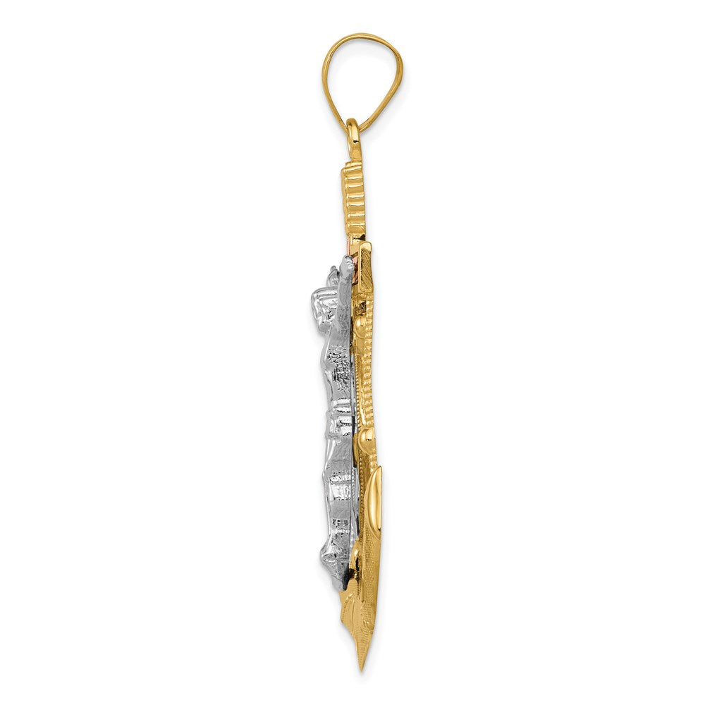 Alternate view of the 14k TriColor Gold Diamond-cut Mariners Crucifix Cross Pendant, 34x54mm by The Black Bow Jewelry Co.