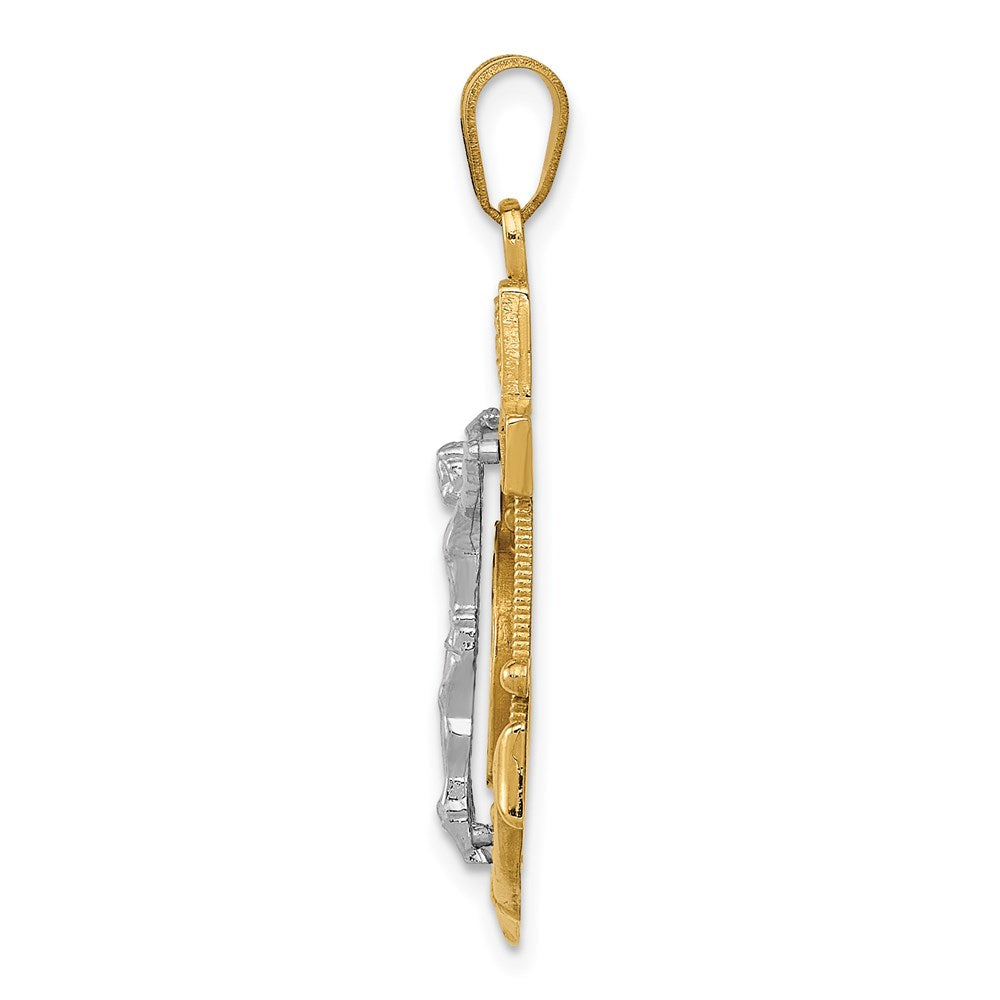 Alternate view of the 14k Two Tone Gold Diamond-cut Mariners Crucifix Cross Pendant, 22x35mm by The Black Bow Jewelry Co.