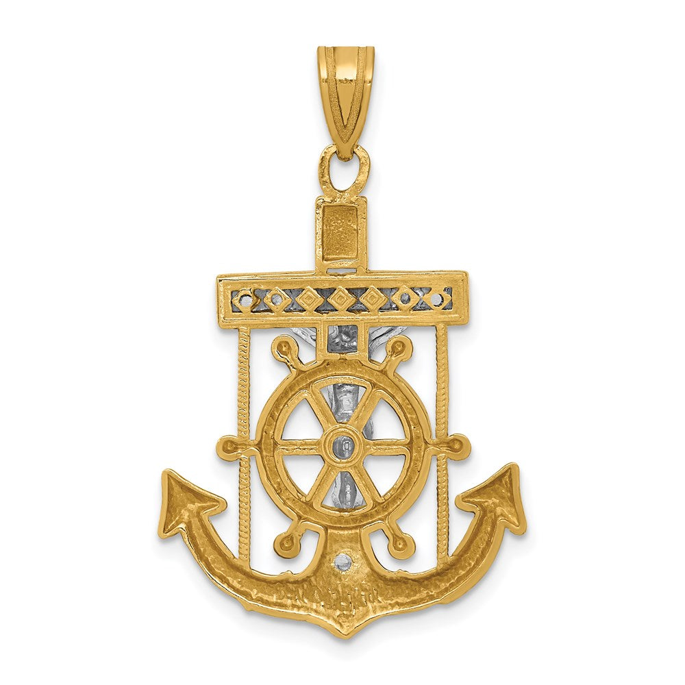 Alternate view of the 14k Two Tone Gold Diamond-cut Mariners Crucifix Cross Pendant, 22x35mm by The Black Bow Jewelry Co.