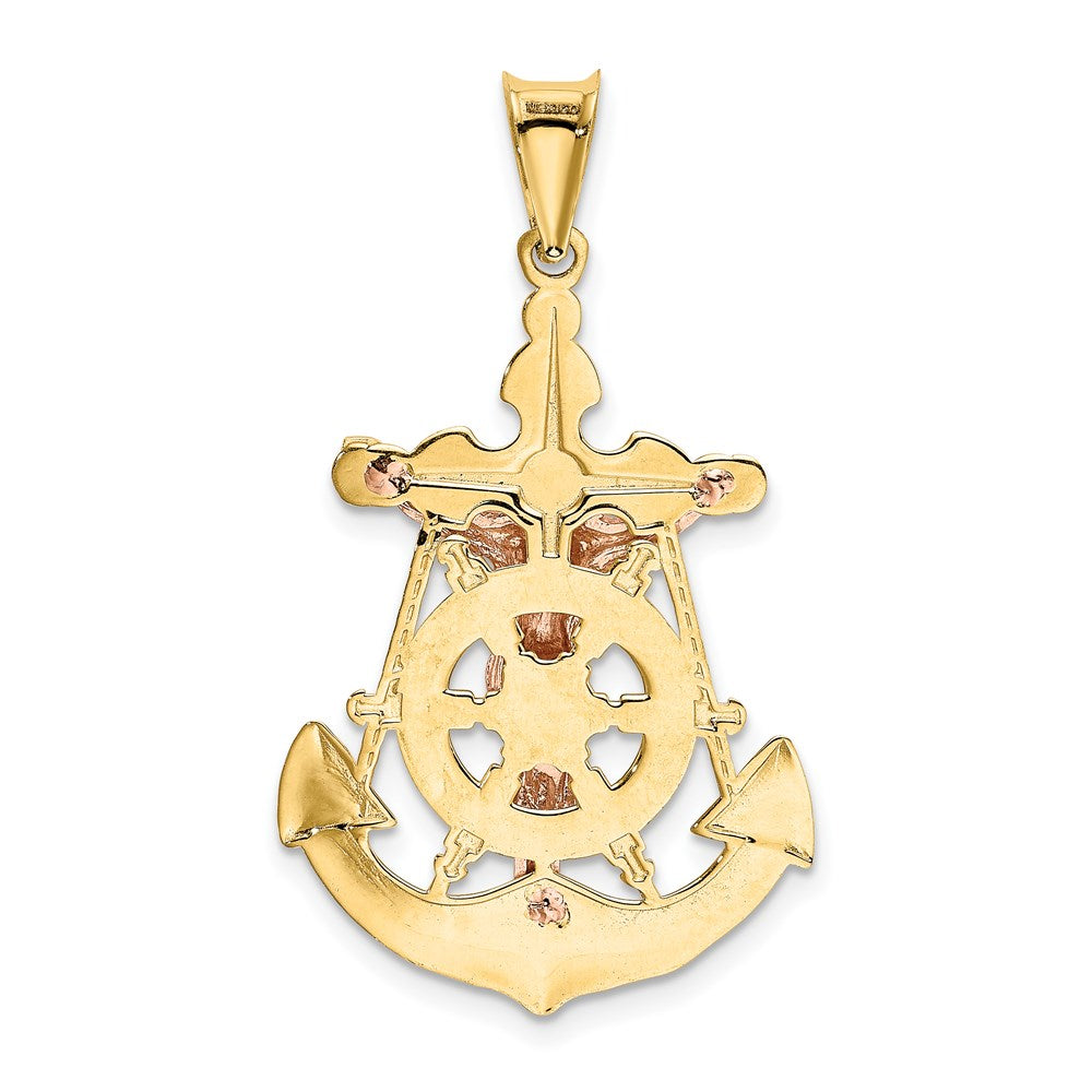 Alternate view of the 14k Tri-Color Gold Hollow Mariner Crucifix Cross Pendant by The Black Bow Jewelry Co.