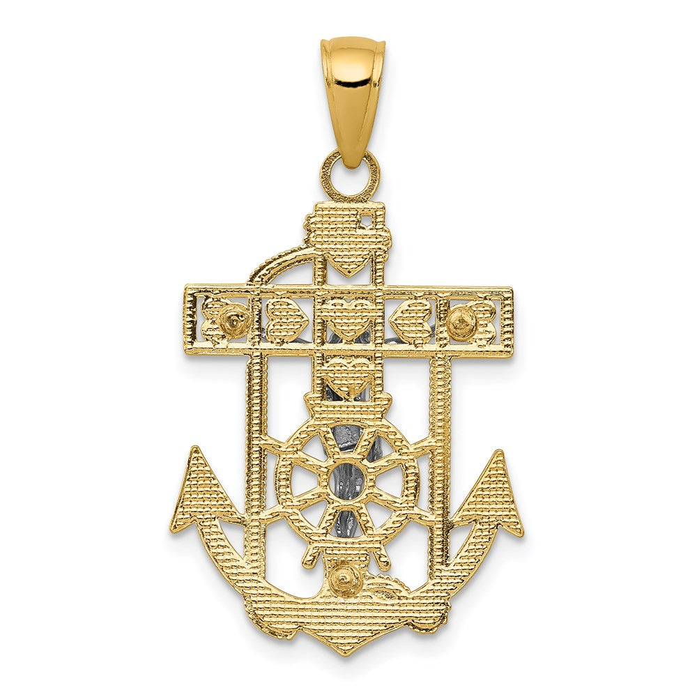 Alternate view of the 14k Two-Tone Gold Textured Mariner Crucifix Pendant, 18 x 33mm by The Black Bow Jewelry Co.