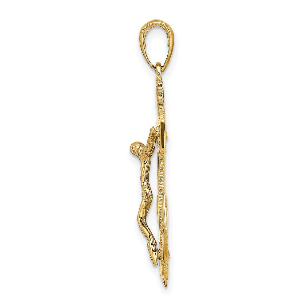 Alternate view of the 14k Yellow Gold Textured Mariner Crucifix Pendant, 22 x 35mm by The Black Bow Jewelry Co.