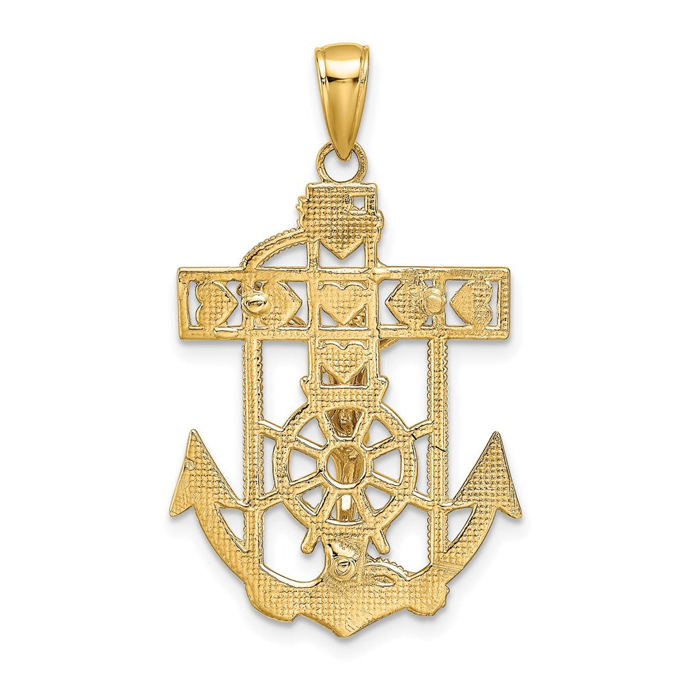 Alternate view of the 14k Yellow Gold Textured Mariner Crucifix Pendant, 22 x 35mm by The Black Bow Jewelry Co.