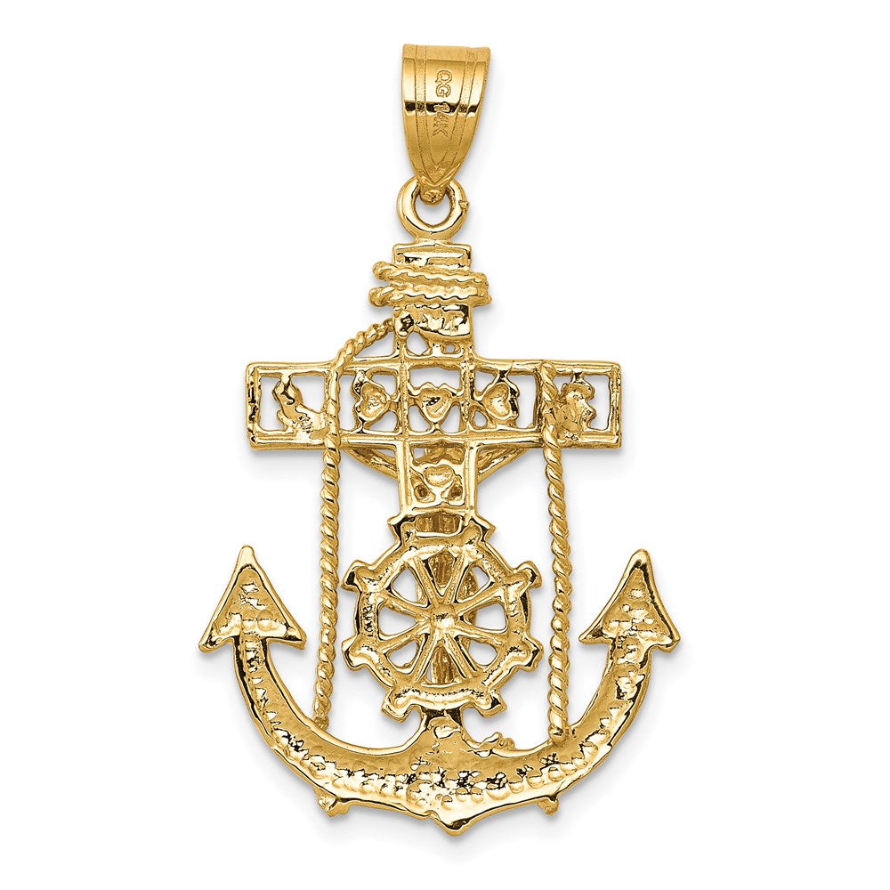 Alternate view of the 14k Yellow Gold Polished Mariners Crucifix Cross Pendant by The Black Bow Jewelry Co.