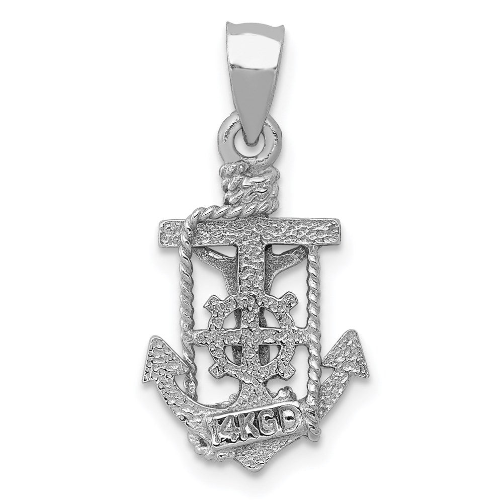 Alternate view of the 14k White Gold Small Mariner Crucifix Cross Pendant, 11 x 22mm by The Black Bow Jewelry Co.