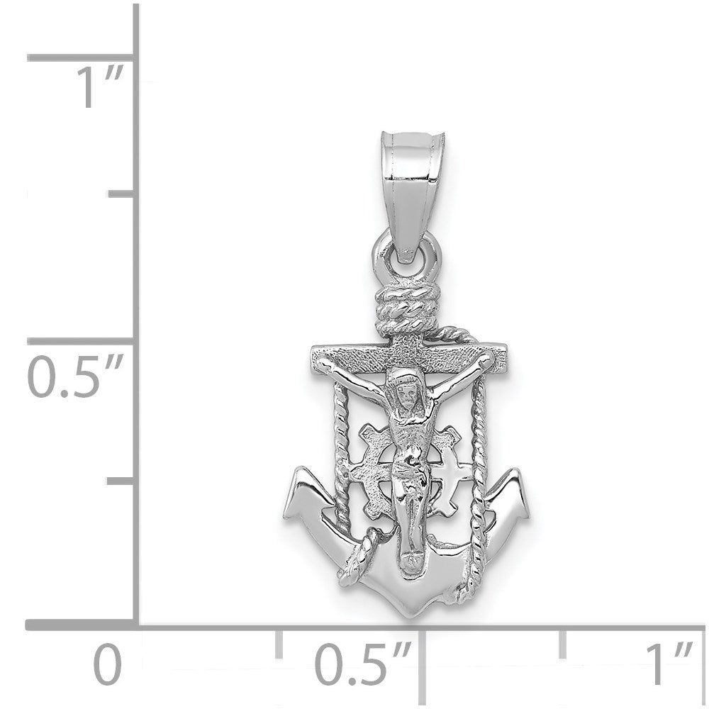 Alternate view of the 14k White Gold Small Mariner Crucifix Cross Pendant, 11 x 22mm by The Black Bow Jewelry Co.