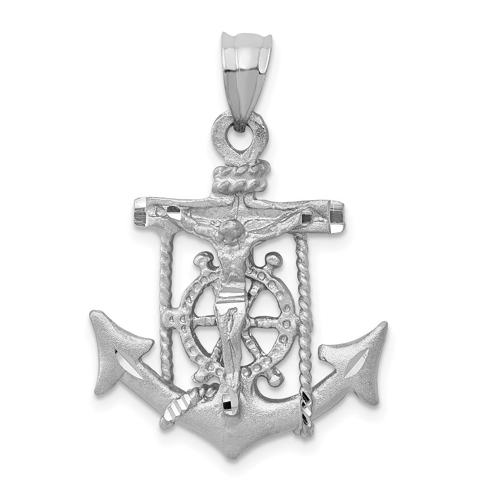 Alternate view of the 14k Yellow or White Gold Mariners Crucifix Cross Pendant, 20 x 31mm by The Black Bow Jewelry Co.