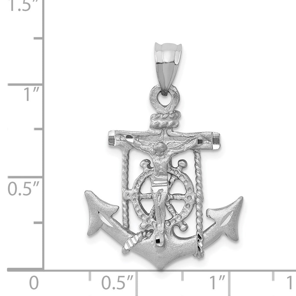 Alternate view of the 14k White Gold Mariners Crucifix Cross Pendant, 20 x 31mm by The Black Bow Jewelry Co.