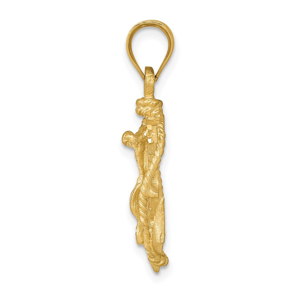 Alternate view of the 14k Yellow Gold Satin & Diamond-Cut Mariners Crucifix Cross Pendant by The Black Bow Jewelry Co.