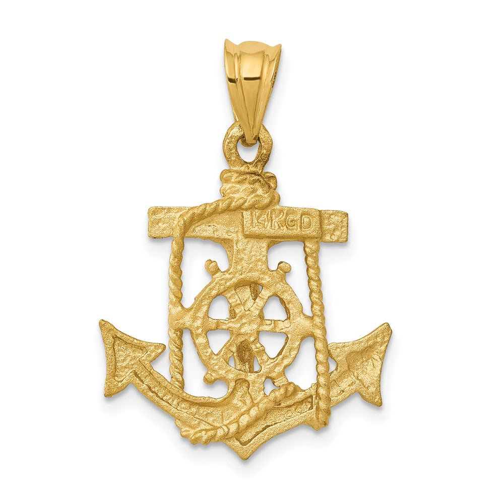 Alternate view of the 14k Yellow Gold Satin & Diamond-Cut Mariners Cross Pendant, 20 x 29mm by The Black Bow Jewelry Co.