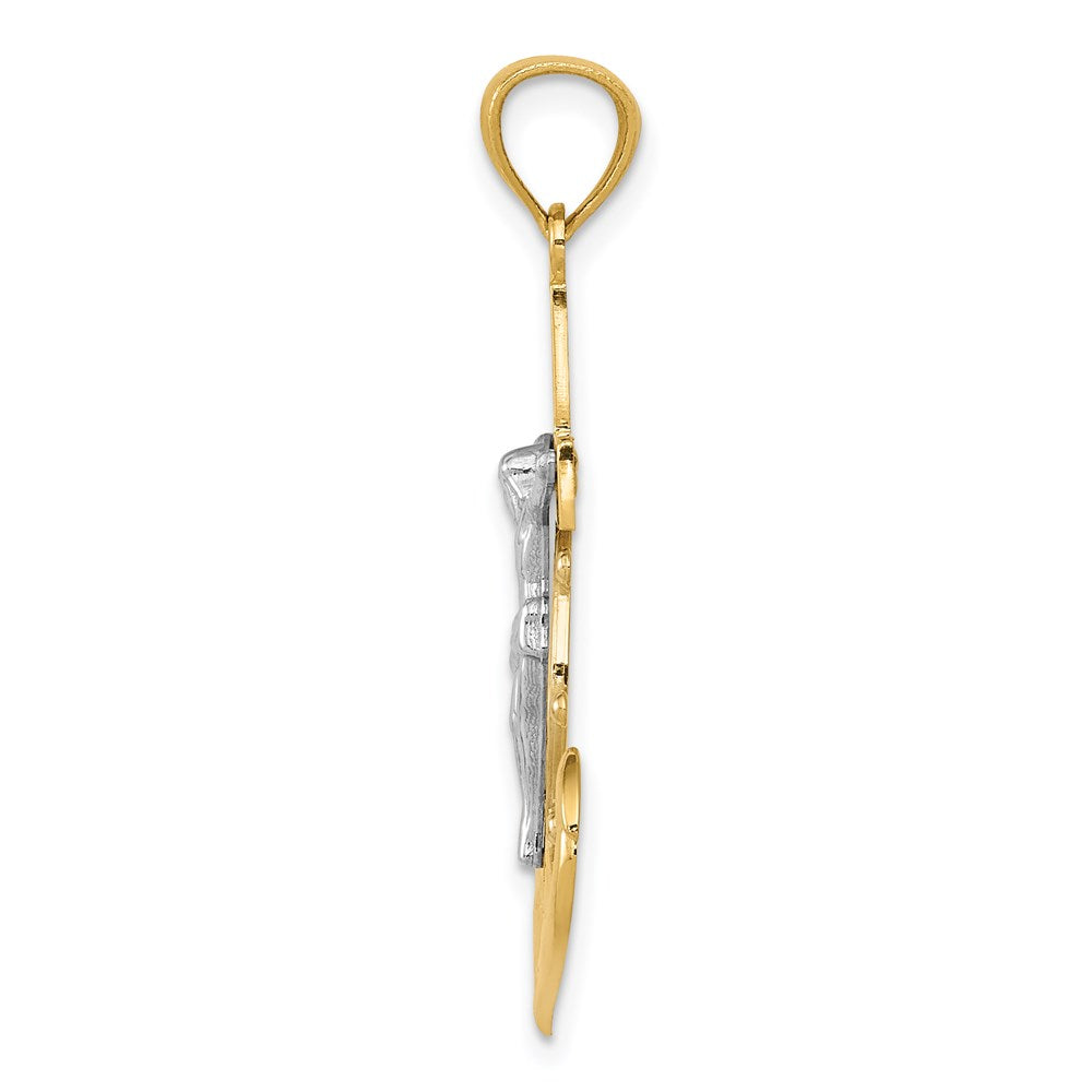 Alternate view of the 14k Yellow Gold & White Rhodium Mariners Crucifix Pendant by The Black Bow Jewelry Co.