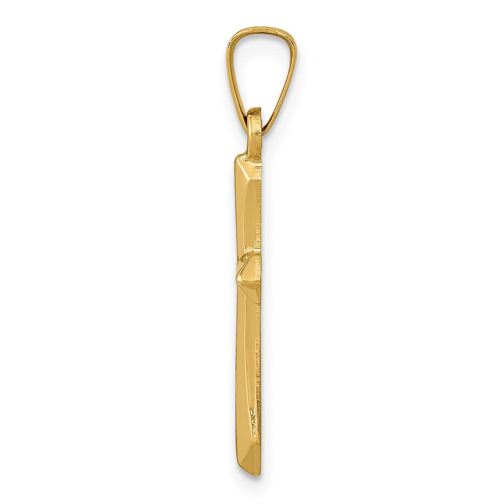 Alternate view of the 14k Yellow Gold Hollow 2D Passion Cross Pendant, 12 x 26mm by The Black Bow Jewelry Co.