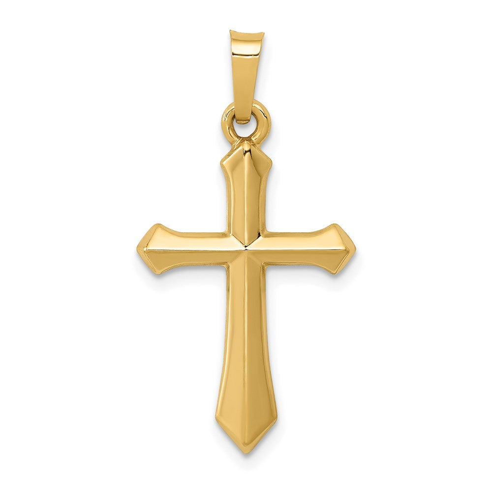 14k Yellow Gold Hollow 2D Passion Cross Pendant, Item P27632 by The Black Bow Jewelry Co.