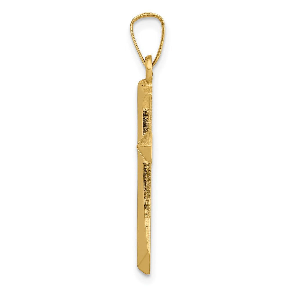 Alternate view of the 14k Yellow Gold Hollow 2D Passion Cross Pendant by The Black Bow Jewelry Co.