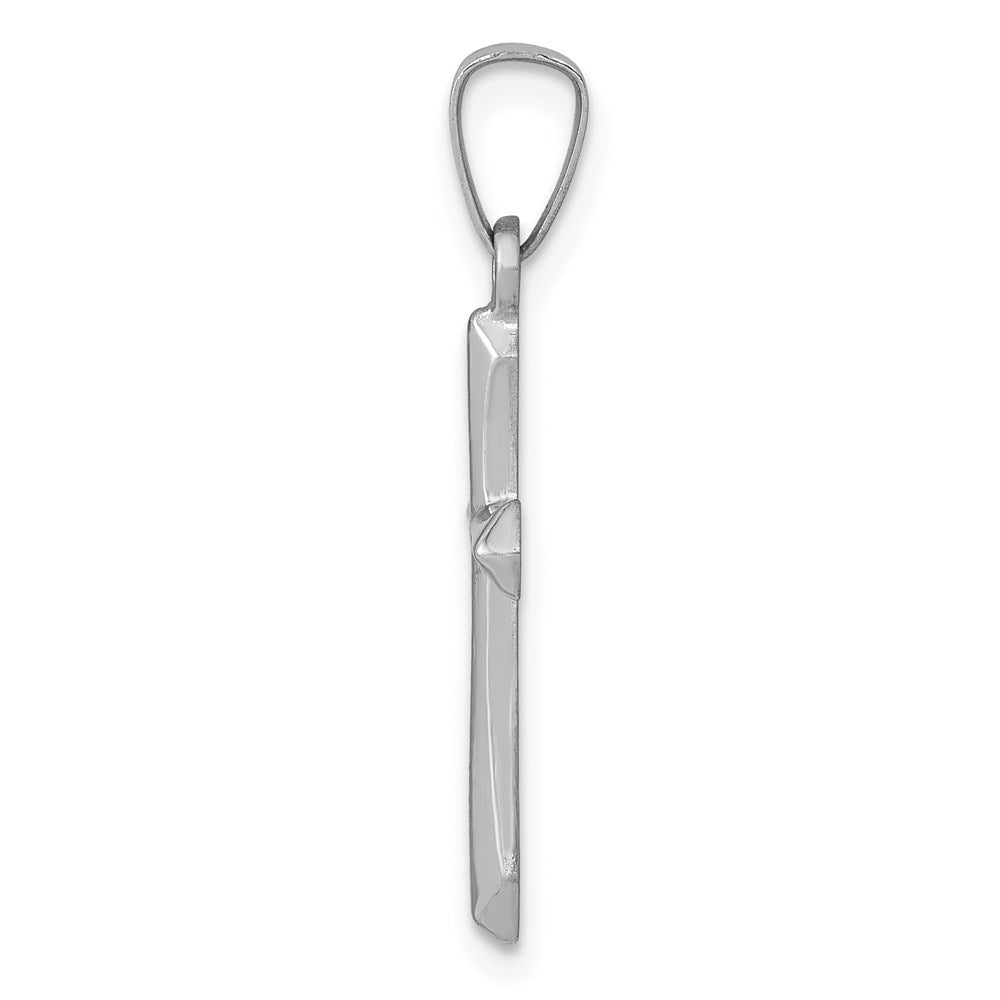 Alternate view of the 14k White Gold Hollow 2D Passion Cross Pendant, 12 x 26mm by The Black Bow Jewelry Co.