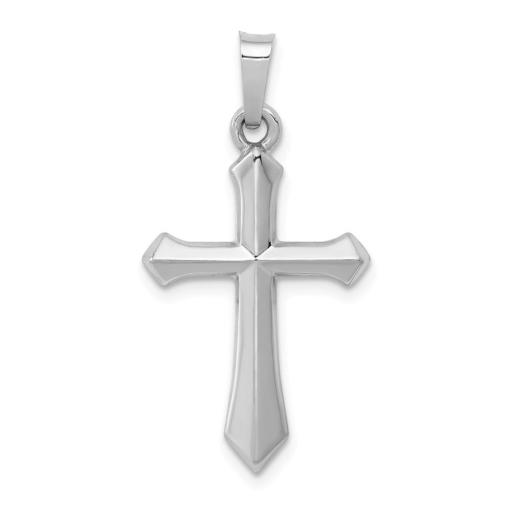 14k White Gold Hollow 2D Passion Cross Pendant, Item P27633 by The Black Bow Jewelry Co.