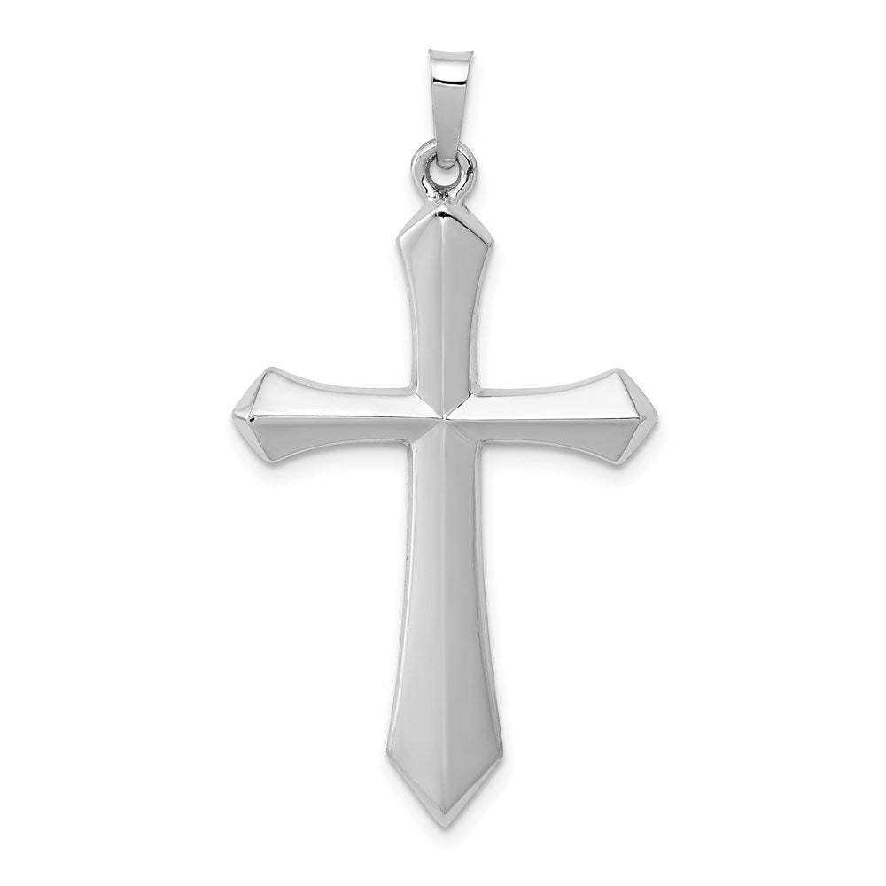 14k Yellow or White Gold Hollow 2D Passion Cross Pendant, 22 x 42mm