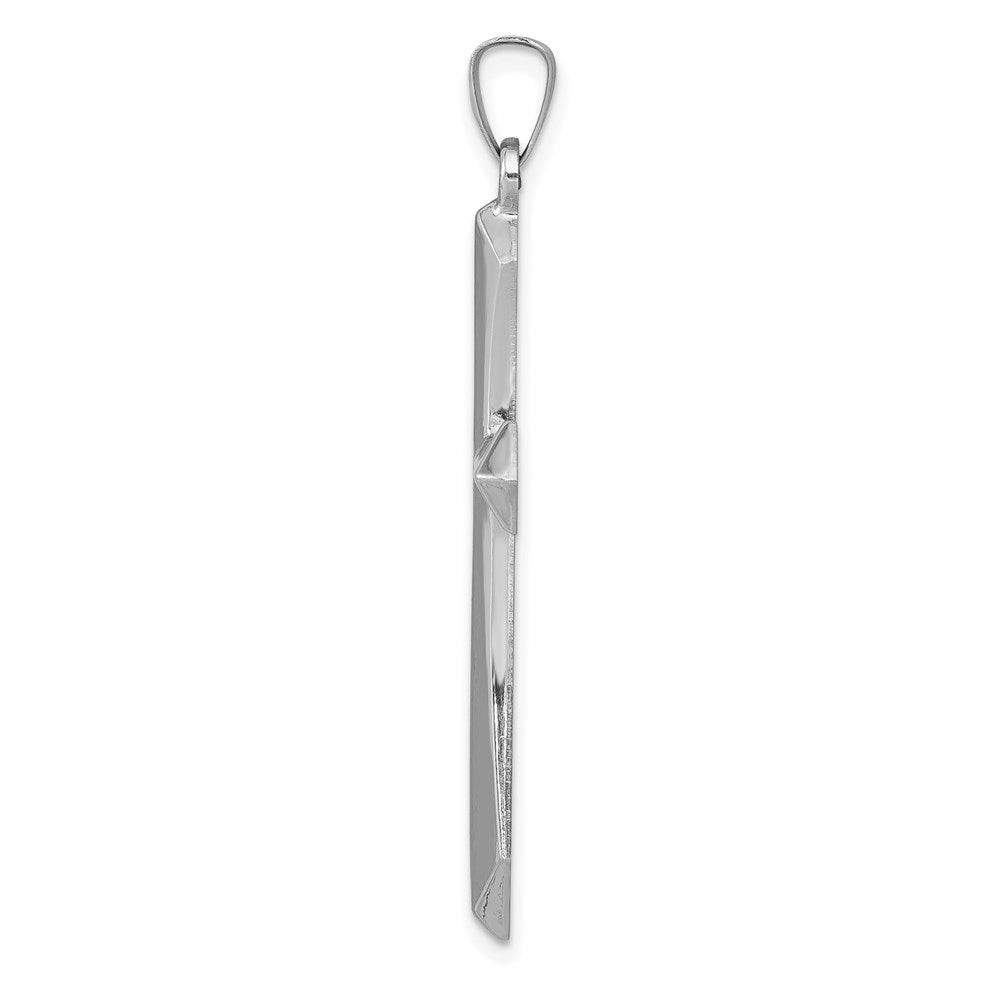 Alternate view of the 14k White Gold Hollow 2D Passion Cross Pendant, 22 x 42mm by The Black Bow Jewelry Co.