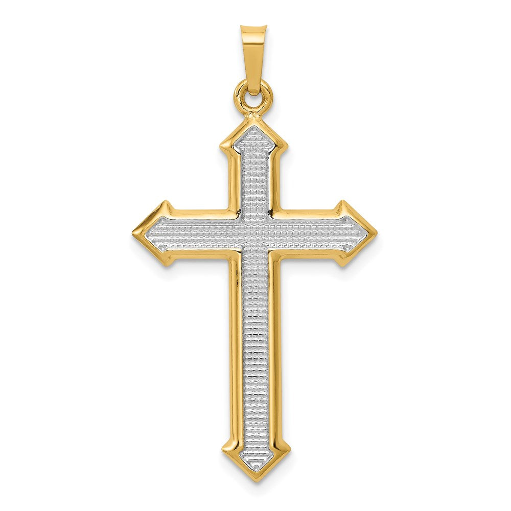 14k Yellow, White or Two Tone Gold Passion Cross Pendant, 20 x 39mm