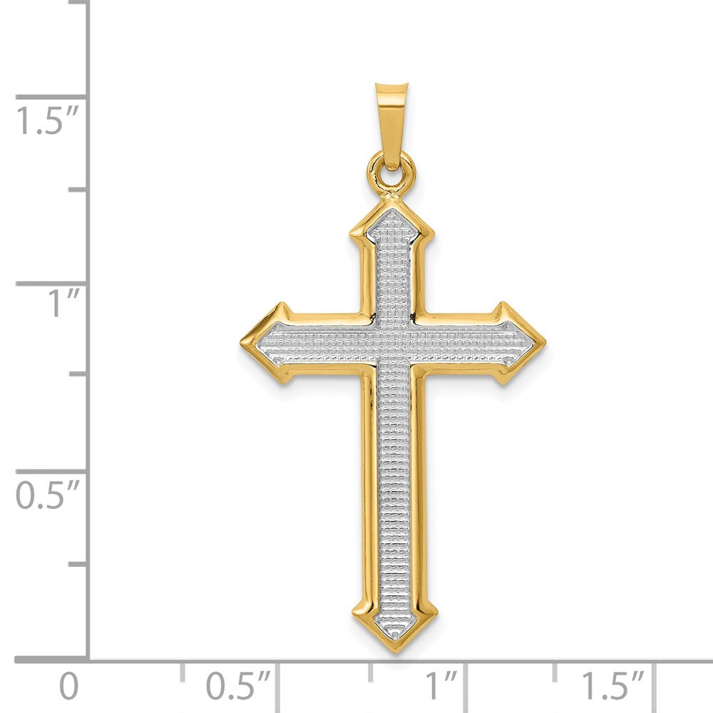 Alternate view of the 14k Yellow Gold & White Rhodium Plated Passion Cross Pendant, 20x39mm by The Black Bow Jewelry Co.