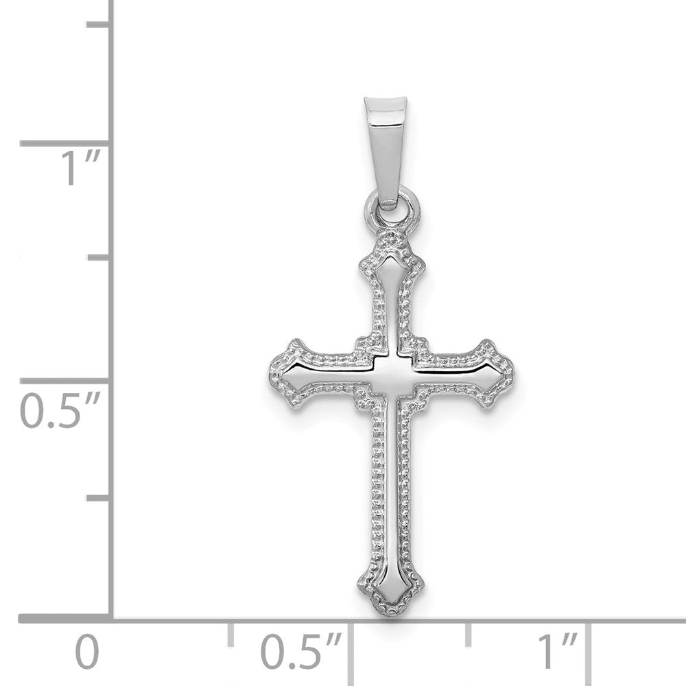 Alternate view of the 14k White Gold Polished Hollow Fleur de Lis Cross Pendant, 13 x 28mm by The Black Bow Jewelry Co.